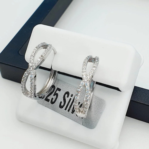 "925 Sterling Silver Cubic Zirconia Earrings, UU1P6A6129 - Picture 2 of 8